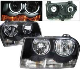 Chrysler 300 4 Car Option Halo Headlights - Black CCFL - LH-C300B-KS-CCFL