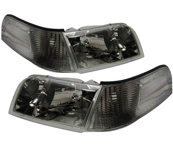 Ford Crown Victoria 4 Car Option Euro Headlights - Black - LH-FCV98BC-6