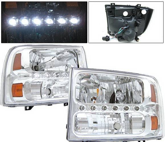 Ford Superduty 4 Car Option LED Headlights - Chrome - 1PC - LH-FEC00LEDC-KS