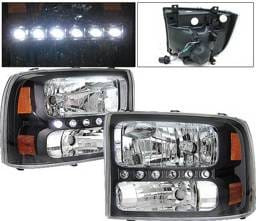 Ford Superduty 4 Car Option LED Headlights - Black - 1PC - LH-FEC00LEDJB-KS