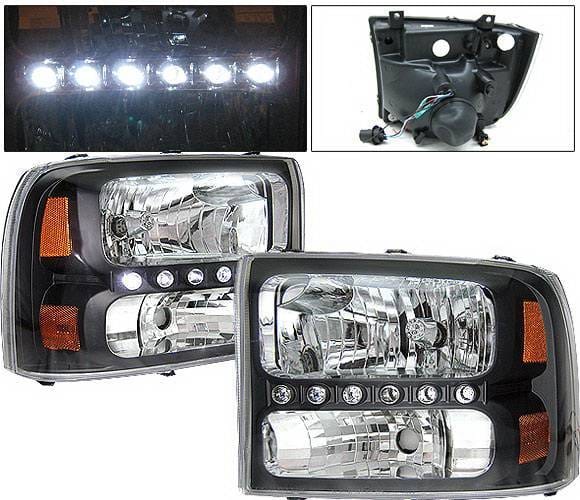Ford Superduty 4 Car Option LED Headlights - Black - 1PC - LH-FEC00LEDJB-KS