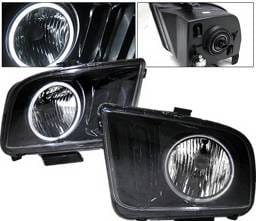 Ford Mustang 4 Car Option Halo Headlights - Black - LH-FM05BR-KS