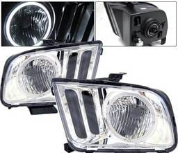 Ford Mustang 4 Car Option Halo Headlights - Chrome - LH-FM05CR-KS