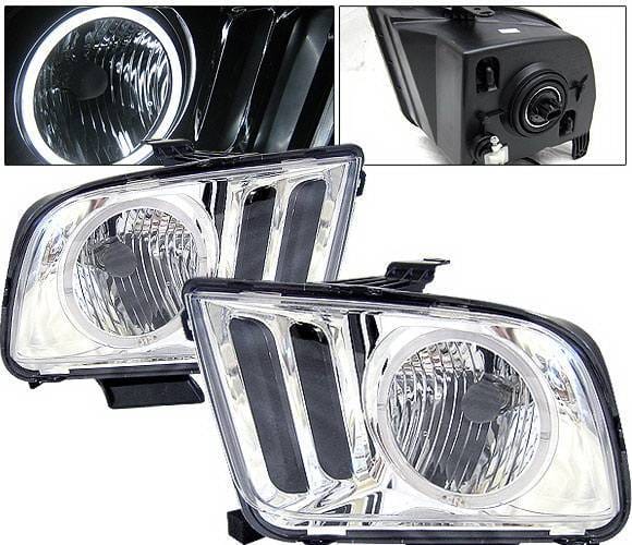 Ford Mustang 4 Car Option Halo Headlights - Chrome - LH-FM05CR-KS