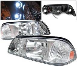 Ford Mustang 4 Car Option LED Headlights - Chrome - 1PC - LH-FM87C-1-A
