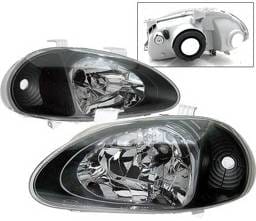 Honda Del Sol 4 Car Option Headlights - Black - 1PC - LH-HD93B-9