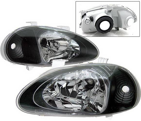 Honda Del Sol 4 Car Option Headlights - Black - 1PC - LH-HD93B-9