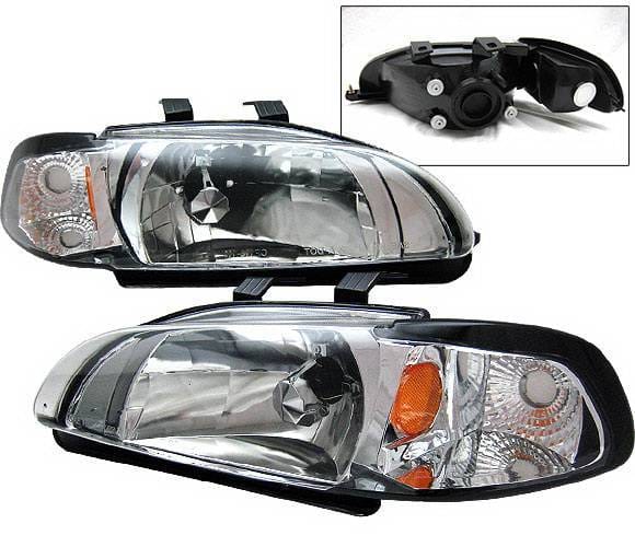 Honda Civic 2DR 4 Car Option Headlights - Chrome - 1PC - LH-HC923C-1-A