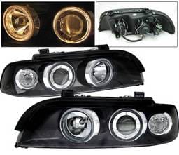 BMW 5 Series 4 Car Option Dual Halo Projector Headlights - Black - LP-BE39BC-9