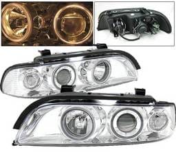 BMW 5 Series 4 Car Option Dual Halo Projector Headlights - Chrome - LP-BE39CC-9