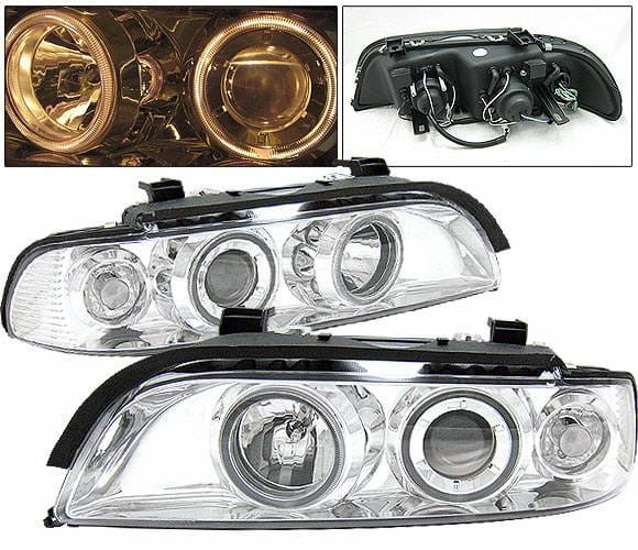 BMW 5 Series 4 Car Option Dual Halo Projector Headlights - Chrome - LP-BE39CC-9