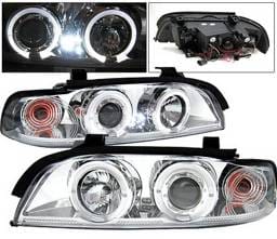 BMW 5 Series 4 Car Option Dual Halo Projector Headlights - Chrome - LP-BE39CC-YD