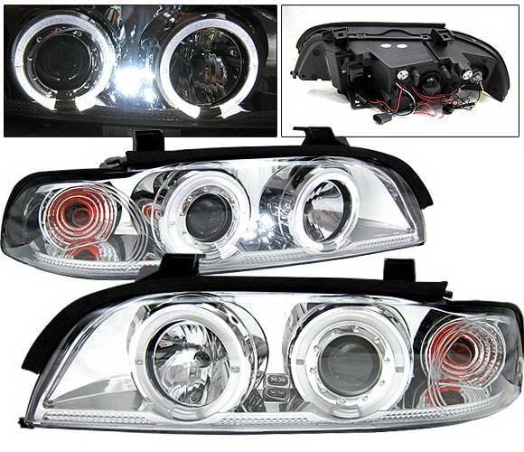 BMW 5 Series 4 Car Option Dual Halo Projector Headlights - Chrome - LP-BE39CC-YD