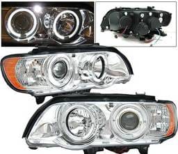 BMW X5 4 Car Option LED Dual Halo Projector Headlights - Chrome - LP-BX501CC-YD