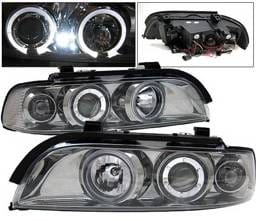 BMW 5 Series 4 Car Option Dual Halo Projector Headlights - Smoke - LP-BE39GC-9