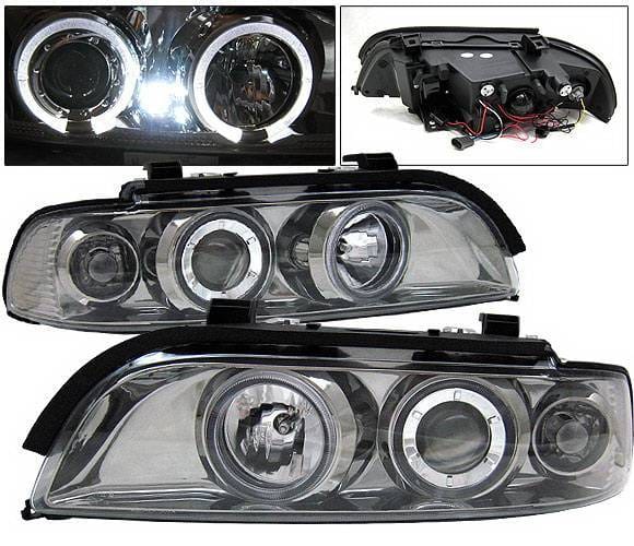 BMW 5 Series 4 Car Option Dual Halo Projector Headlights - Smoke - LP-BE39GC-9