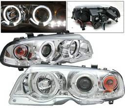 BMW 3 Series 2DR 4 Car Option Dual Halo Projector Headlights - Chrome - LP-BE462CC-YD