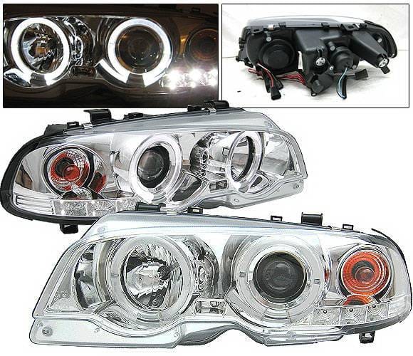 BMW 3 Series 2DR 4 Car Option Dual Halo Projector Headlights - Chrome - LP-BE462CC-YD