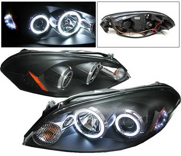 Chevrolet Impala 4 Car Option CCFL LED Halo Projector Headlights - Black - LP-CIM06BF-KS