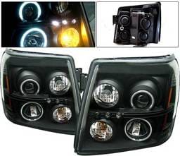 Cadillac Escalade 4 Car Option Halo Projector Headlights - Black CCFL - LP-CAE02BF-KS
