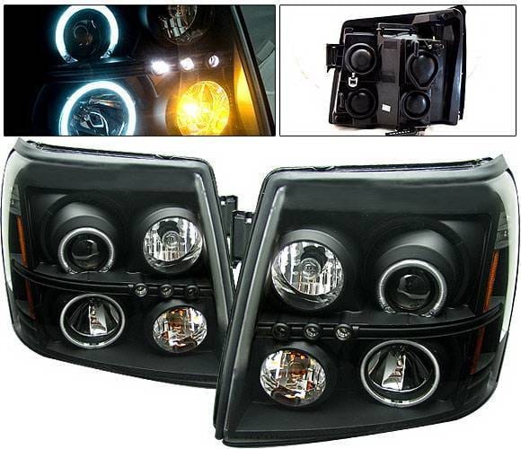 Cadillac Escalade 4 Car Option Halo Projector Headlights - Black CCFL - LP-CAE02BF-KS