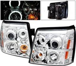Cadillac Escalade 4 Car Option Halo Projector Headlights - Chrome CCFL - LP-CAE02CF-KS