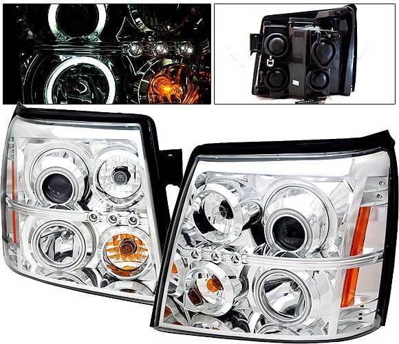 Cadillac Escalade 4 Car Option Halo Projector Headlights - Chrome CCFL - LP-CAE02CF-KS