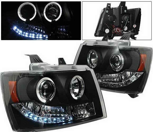Chevrolet Suburban 4 Car Option LED Halo Projector Headlights - Black - LP-CTA07BC-YD