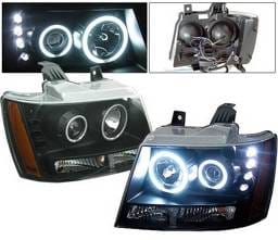 Chevrolet Tahoe 4 Car Option LED Halo Projector Headlights - Black - LP-CTA07BF-KS