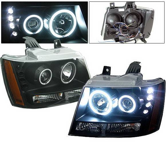 Chevrolet Tahoe 4 Car Option LED Halo Projector Headlights - Black - LP-CTA07BF-KS