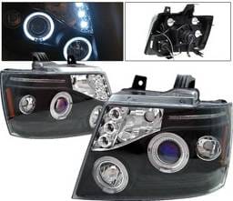 Chevrolet Suburban 4 Car Option LED Halo Projector Headlights - Black - LP-CTA07BB-5