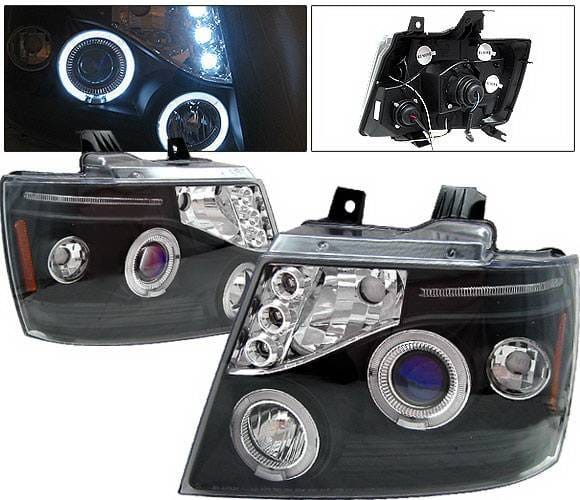 Chevrolet Suburban 4 Car Option LED Halo Projector Headlights - Black - LP-CTA07BB-5