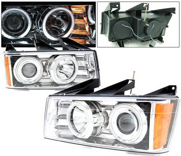 Chevrolet Colorado 4 Car Option Halo Projector Headlights - Chrome CCFL - LP-CVCO04CC-KS-CCFL