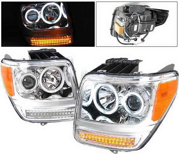 Dodge Nitro 4 Car Option Halo Projector Headlights - Version 2 - Chrome CCFL - LP-DNR072CB-KS