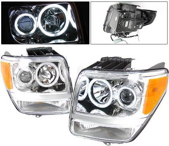Dodge Nitro 4 Car Option Halo Projector Headlights - Chrome CCFL - LP-DNR07CB-KS