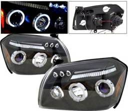 Dodge Magnum 4 Car Option LED Dual Halo Projector Headlights - Black - LP-DGMAG05BC-5