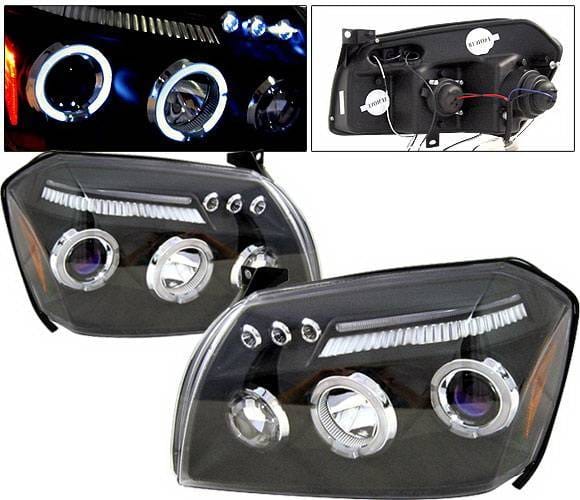 Dodge Magnum 4 Car Option LED Dual Halo Projector Headlights - Black - LP-DGMAG05BC-5