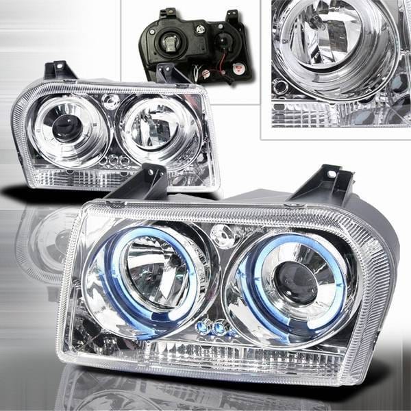 Chrysler 300 Custom Disco Chrome Halo LED Projector Headlights - LHP-30005-YD