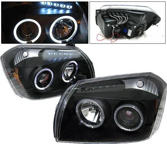 Dodge Magnum 4 Car Option Halo LED Projector Headlights - Black - LP-DGMAG05BC-YD