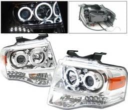 Ford Expedition 4 Car Option Halo Projector Headlights - Chrome CCFL - LP-FE07CF-KS