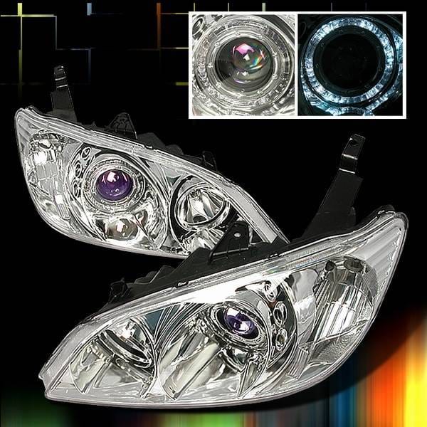 Honda Civic Custom Disco Chrome Halo Projector Headlights - LHP-CV04B-KS