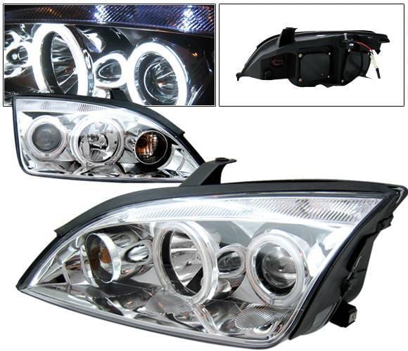 Ford Focus 4DR 4 Car Option Halo Projector Headlights - Chrome - LP-FF05CC-KS
