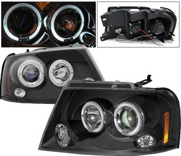 Ford F150 4 Car Option LED Halo Projector Headlights - Black - LP-FF15004BB-5