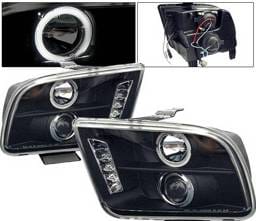 Ford Mustang 4 Car Option LED Halo Projector Headlights - Black - LP-FM05BR-5