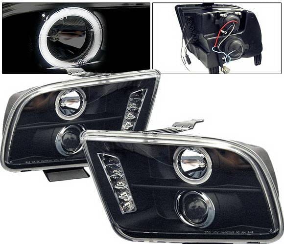 Ford Mustang 4 Car Option LED Halo Projector Headlights - Black - LP-FM05BR-5
