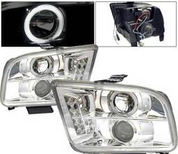 Ford Mustang 4 Car Option LED Halo Projector Headlights - Chrome - LP-FM05CR-5