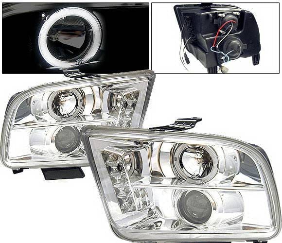 Ford Mustang 4 Car Option LED Halo Projector Headlights - Chrome - LP-FM05CR-5