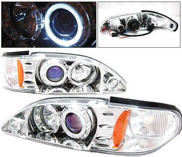 Ford Mustang 4 Car Option Halo Projector Headlights Chrome - 1PC - LP-FM94CB-KS