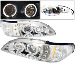 Ford Mustang 4 Car Option Halo Projector Headlights - Chrome - 1PC - LP-FM94CC-YD