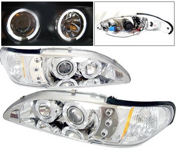 Ford Mustang 4 Car Option Halo Projector Headlights - Chrome - 1PC - LP-FM94CC-YD